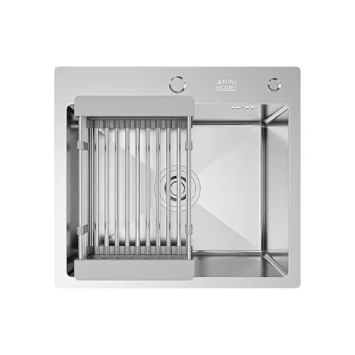 ANW HOME Fregadero Cocina 1 Seno 50x45 cm, Acero Inoxidable