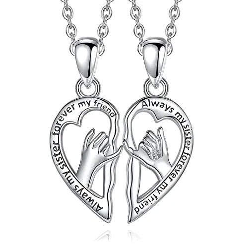 SURALIN 2PCS Conjunto de collar de amistad Bff Collar Bff Collares Mejor amigo Collares Niñas Collar Amistad Regalo(Tire del gancho)