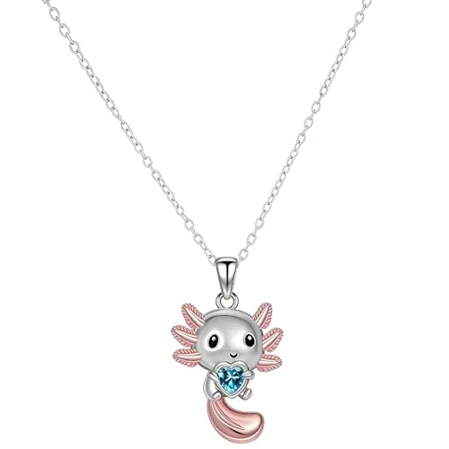 Mikovivi Collar de Ajolote, Collar con Colgante Cristal Ajolote Adorable Aleación Zinc Accesorios Joyería Animales Moda para Niñas y Niños Regalo de Cumpleaños Navidad o Graduación (Estilo 3)