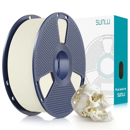 SUNLU Filamento PLA Matte 1.75mm, Filamento para Impresora 3D con Superficie Mate, Neatly Wound Filamento, Fácil de Usar, Bobina de 1kg de Filamento PLA para Impresoras FDM 3D, Mate Blanco hueso