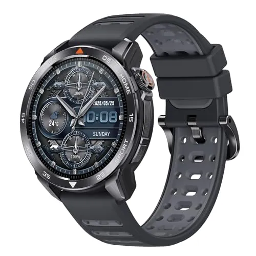 Mibro GS Pro2 Reloj Inteligente para Correr con GPS, 1,43'' Acero Inoxidable Smartwatch Hombre con Llamadas Bluetooth, Impermeable Reloj Inteligente con Altitude/Brújula para iOS Android, Gris Oscuro