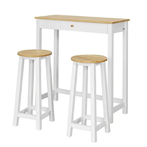 SoBuy Juego de Mesa Alta para Comedor, 3 Piezas, Compacto, 95x107x40cm