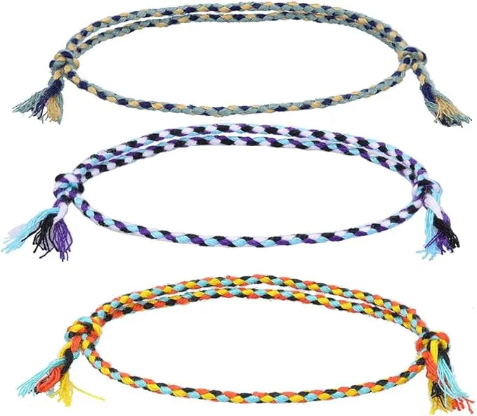 Conjunto 3 Tobilleras Surferas Boho para Mujer y Hombre - Accesorios de Playa y Festivales - Hechas a Mano y Ajustables - Resistentes al Agua - Tobillera Fina Hippie.