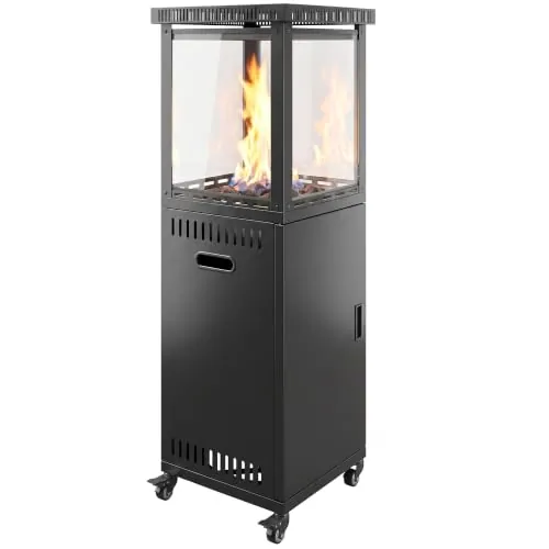 Outsunny Estufa de Gas Butano 13 kW Regulación Continua del Calor Negro