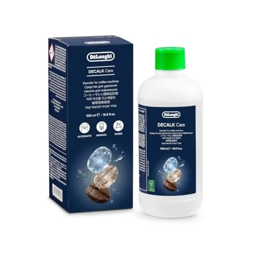 De'Longhi Decalk Care - Descalcificador para Cafetera, 5 Dosis | Descalcificador Original De'Longhi, Mantenimiento Cafetera, Ácido Láctico Vegetal, Botella 500ml, DLSC500