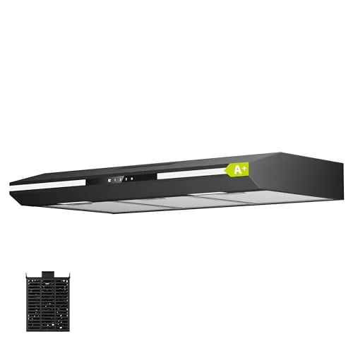 CIARRA CBCB90921 Campana Extractora 90 cm Clase A+ Luz Ambiental Adicional | Pantalla táctil Cocina Extractora Integrada 3 Niveles 300m³/h