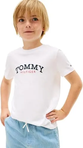 Tommy Hilfiger Camiseta gráfica con Monograma para niño, KB0KB10263, Color Blanco (Blanco), 6 años