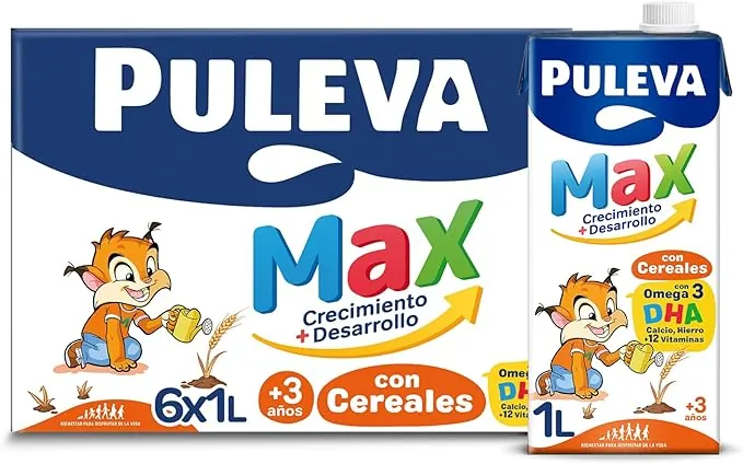 Puleva Max Leche de Crecimiento y Desarrollo con Cereales - Pack 6 x 1Lt