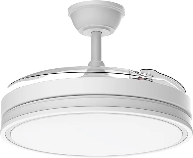 Airwit 106cm Ventilador de Techo con Luz Aspas Retráctiles, Regulable Lampara Ventilador Techo Silencioso con Mando y DC Motor para Dormitorio, Salon, Cocina, Temporizador, 3 Tonos de Luz