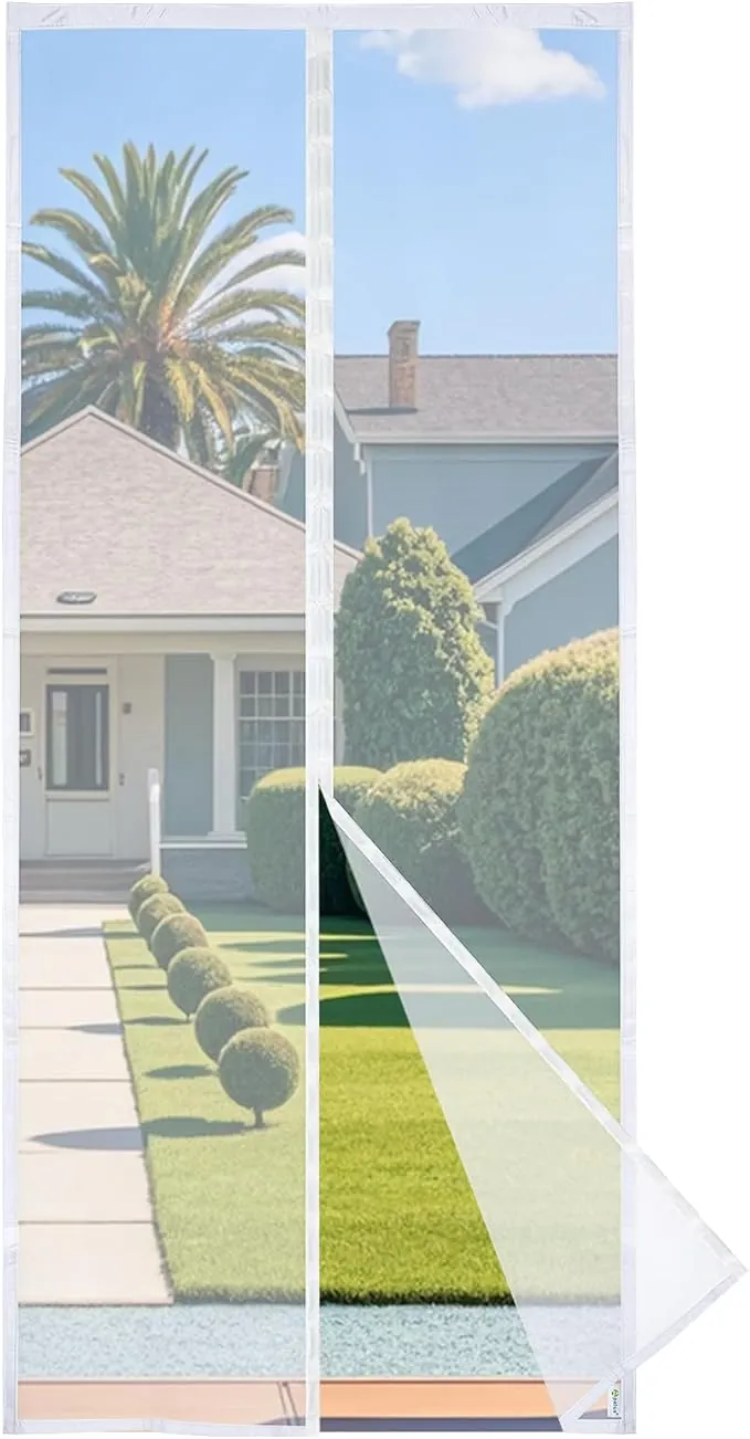 Puerta de Malla Magnética Apalus Prime, Cortina Hecha de Malla, Cierre Magnético de Arriba a Abajo, Se Cierra Automáticamente y Mantiene el Aire Fresco（100x210 CM, Blanco)