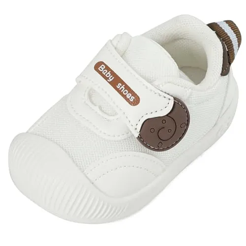MK MATT KEELY Zapatos Bebé Niño Niña Primeros Pasos Zapatillas Malla Transpirable Ligero con Suela Suave Antideslizante,Blanco,21 EU
