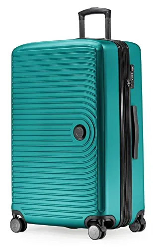 HAUPTSTADTKOFFER Mitte - Maleta Rígida Grande, TSA, 4 Ruedas, Equipaje Facturable con Ampliación de Volumen de 8 cm, 77 cm, 130 litros, Turquesa