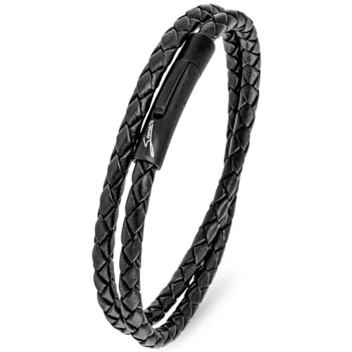 Simaru pulsera de cuero, 4mm trenzado para mujeres y hombres, cierre de gancho de acero inoxidable, de primera calidad Made in Germany