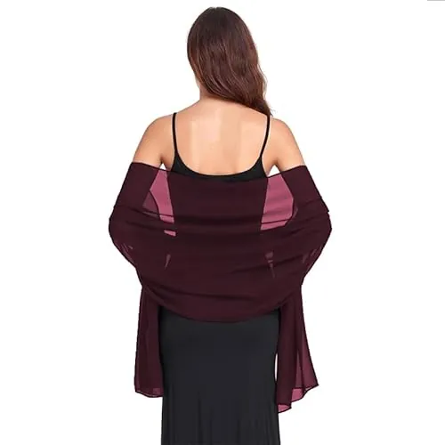 Van Der Rich ® - Estola de Gasa de Seda Bufanda Chal Ligero - Mujer (20-Vino)