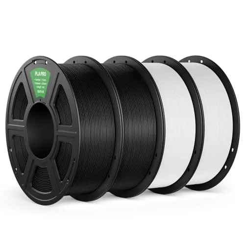 DEEPLEE PLA Pro Filamento 1.75 mm, 2 Negro y 2 Blanco, Kit 4 x 1 kg