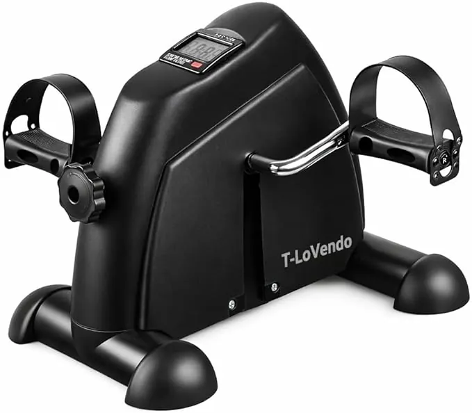 Pedaleador Estático con Pantalla LCD / Mini Bicicleta para Brazos y Piernas / Resistencia Ajustable / Pedales Antideslizantes / Rehabilitación y Fisioterapia / Fitness en Casa / Compacto Portátil