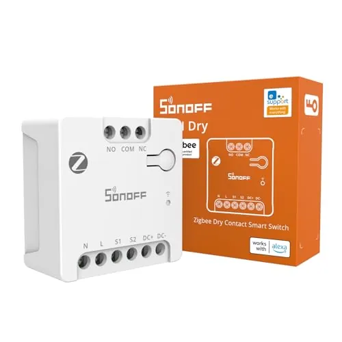 SONOFF MINI-ZBD Zigbee 3.0 Relé de contacto seco, entrada AC/DC, compatible con hubs Zigbee, funciona con Alexa y Google Home, relé inteligente para puerta de garaje, caldera, motores DC y solenoides