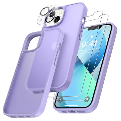 FLLAO 4 en 1 Funda para iPhone 13 6.1", Violeta Claro