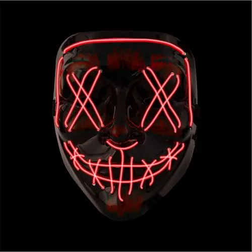 Máscara led de Halloween Purge rojo, máscara de disfraz con control para Halloween, carnaval y fiestas de disfraces, apta para hombres y mujeres, colores a elegir