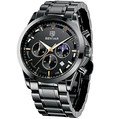 BENYAR by Relojes Hombre Cronografo Analógico Impermeable Luminoso Reloj Hombre Regalo Elegante