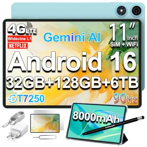 TECLAST P50 Tablet 11" Android 16, 90Hz Tablets 32GB+128GB, 4G LTE, 8000mAh