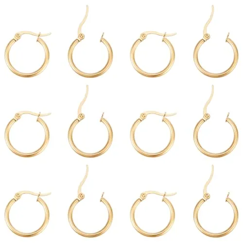 UNICRAFTALE 12 pares de pendientes de aro bañados en oro de 18 quilates con trabillas horizontales doradas