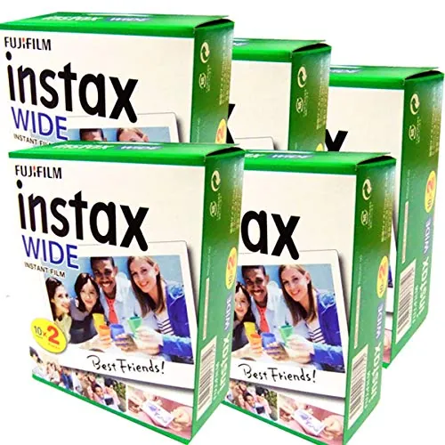 Fujifilm Instax Wide - Set de 5 cajas de 20 carretes (100 fotos formato ancho) para Fuji Instax 210 200 100 300 Instant Photo Camera