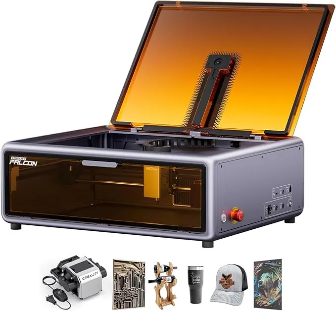 Creality Falcon A1 10W Kit de grabador láser, cortador láser totalmente cerrado, cámara inteligente, 600 mm/s, área de trabajo de 305 x 381 mm, ideal para madera, metal y acrílico, para principiantes.