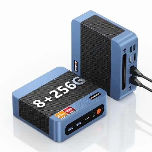 BOSGAME E5 Mini PC AMD Ryzen 5300U (hasta 3.8GHz), 16GB DDR4 RAM 1TB NVMe SSD, Mini Ordenador W-11 Pro, Doble LAN 2.5G, Triple Pantalla 4K, WiFi 5/BT 5.0, Micro PC para Oficina, Teletrabajo y Hogar