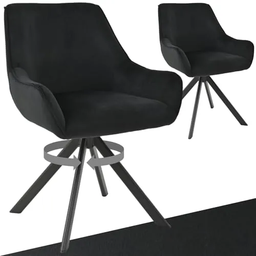 Goeurvant Juego de 2 sillas de comedor giratorias con reposabrazos, giratorias 360°, tapizadas, de terciopelo, modernas, giratorias, con estructura de metal y respaldo para comedor, salón, oficina