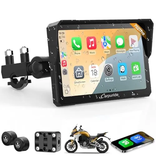 Carpuride W702T Pro Motocicleta Carplay Pantalla con TPMS Sistema 7"