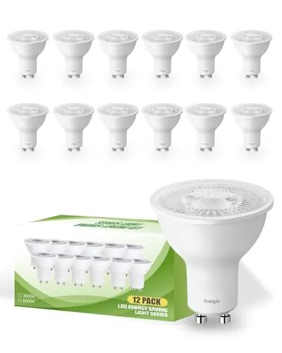 Trongle Bombillas LED GU10 Pack de 12, 7W, Equivalentes a 50W, Blanco Frío 6000K 6000K, 550 Lúmenes, Bombilla GU10 LED con Certificación CE, No Regulables, Ángulo de haz de 120°