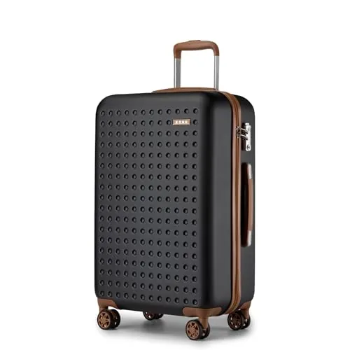 Kono 65cm Maleta de Cabina Mediana Maletas de Viaje Cabina Ligera Portátil con Cerradura TSA y 4 Ruedas, Negro
