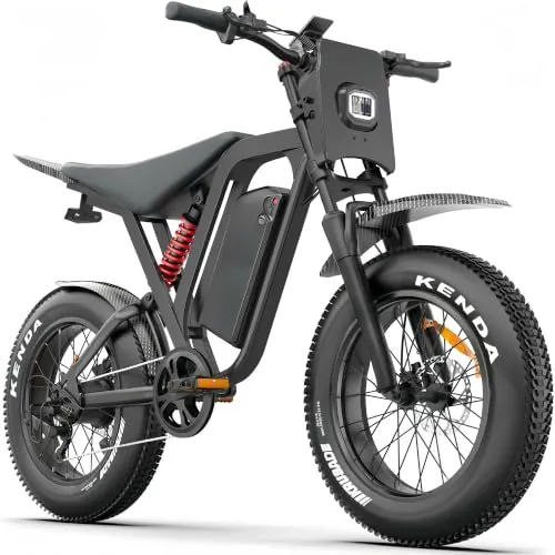 DEEPOWER R700 Bicicleta Eléctrica, Neumáticos Gruesos 20"×4.0, Batería Extraíble 52V 25Ah, Autonomía de 115 KM, 7 Velocidades, Suspensión Hidráulica Completa