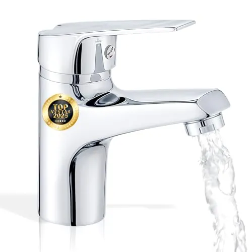Grifo Lavabo UTENSILIFY® PREMIUM |Grifo Baño|Grifos Monomando Lavabo de Laton Cromado|Griferia Baño|Monomando|grifo de Lavabo|Incluye mangueras de 3/8