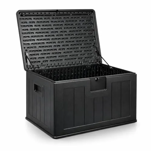 Baúl exterior almacenaje de resina impermeable multiusos 205L | Arcón de jardín resistente a la intemperie | Almacenamiento de cojines, herramientas o juguetes | Cofre organizador con tapa y asas