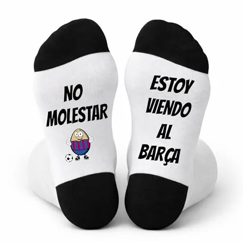 mundohuevo Calcetines Divertidos Hombre Fútbol “No molestar, estoy viendo al Barça” – Regalo Original para Fans del FC Barcelona, Cumpleaños o Navidad