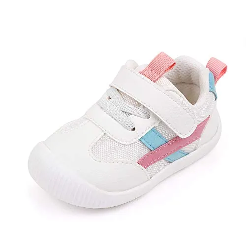 MK MATT KEELY Zapatillas para Bebé Primeros Pasos Zapatos Niño Niña Cuero PU Suela Suave Antideslizante 0-4 años,Rosa,EU18(CN14)
