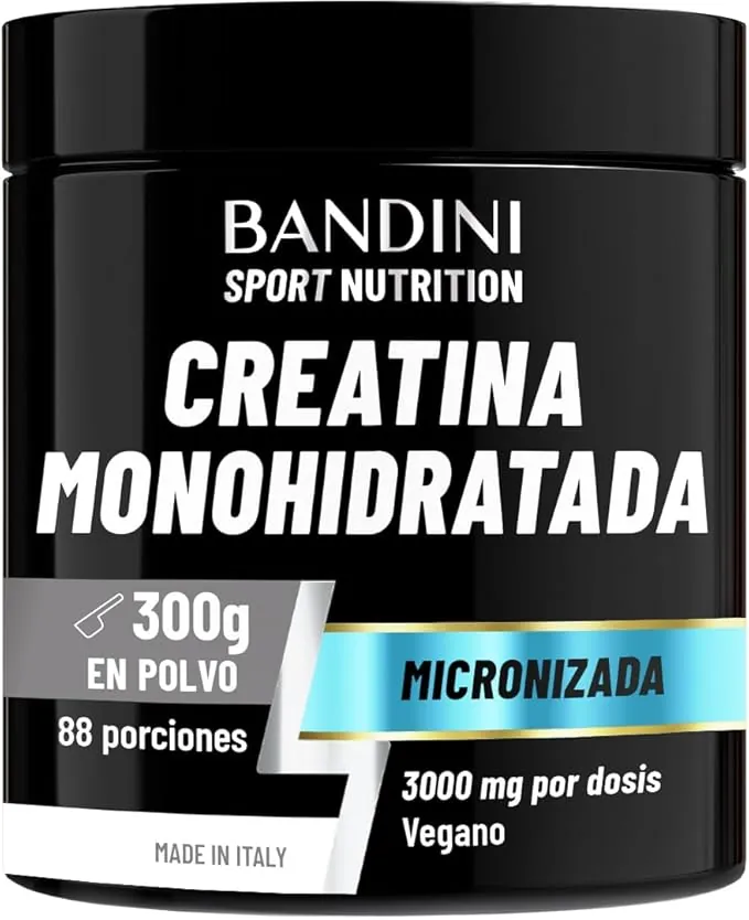 Bandini® Creatina en Polvo Micronizada - Monohidrato de Creatine 100% Puro para Rendimiento y Potencia Muscular - Sin Sabor - Incluye dosificador - 88 Porciones - 300 gramos Vegano - Creatine Powder