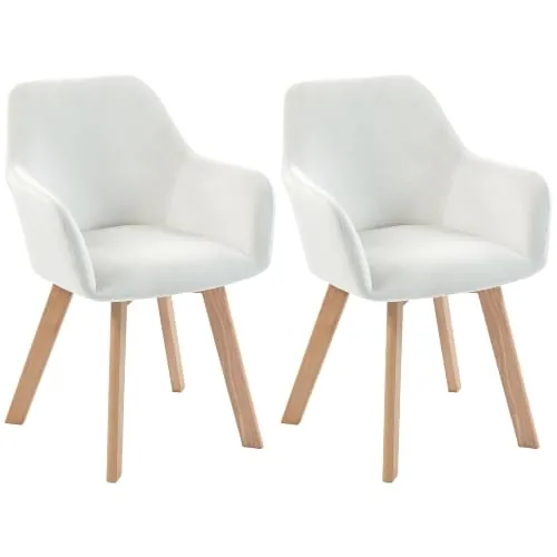 HOMCOM Pack de 2 Sillas de Comedor Modernas 54x57x80 cm, Blanco Crema