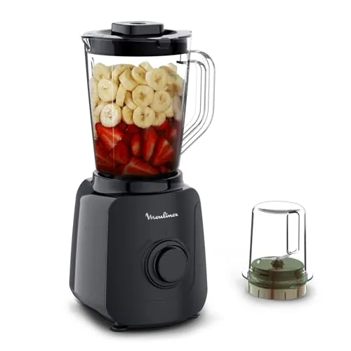Moulinex Blendforce Essential, Batidora de vaso, Potencia de 450 W, Resultados Suaves, 2 Velocidades + Modo Pulse, Trituración de Hielo, Jarra de 1,85 L, LM4118F0