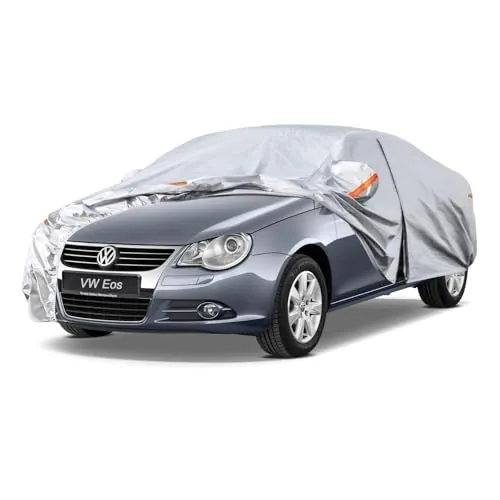 Kayme Funda Coche Exterior, Compatibles con Volkswagen/VW EOS(2006–2015), Cubierta para Coche Impermeable Transpirable Anti-UV Antipolvo de 6 Capas, Cubre Coche con Cremallera y Forro de Algodón.