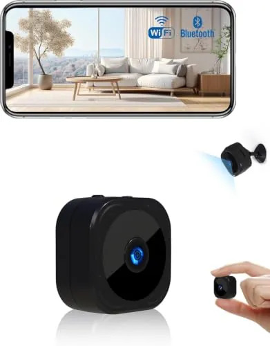 AOBOCAM Camara Espia,1080P Bluetooth Mini WiFi (2.4GHz) Cámara para Ver En El Movil, Interior/Exterior Mini Cámaras De Vigilancia inalambricas con Visión Nocturna Detección De Movimiento
