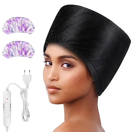 Totofac Gorro Termico Peluqueria, Gorro Calor Pelo termico, Gorro Termico para Mascarilla con 2 modos de temperatura (Black)