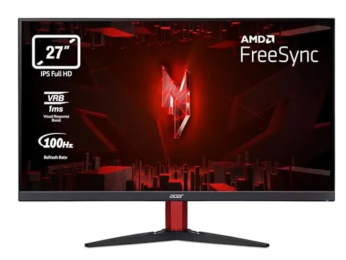 Acer Nitro KG272U G, Monitor Gaming 27" QHD IPS (2560 x 1440, 16:9, 120Hz, Tiempo de Respuesta 1 m/s (VRB), 2xHDMI 2.0/1xDP 1.2), Monitor PC, Color Negro