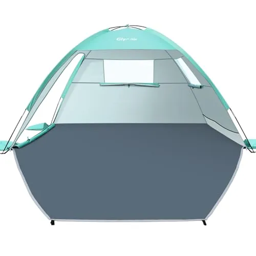 Glymnis Tienda de Playa, Refugio Playa para 2-3 Personas, Carpa de Playa con Doble Puerta de Cremallera, Ventanas Ventiladas, Protección UPF 50+, para Varar Parque Pescar
