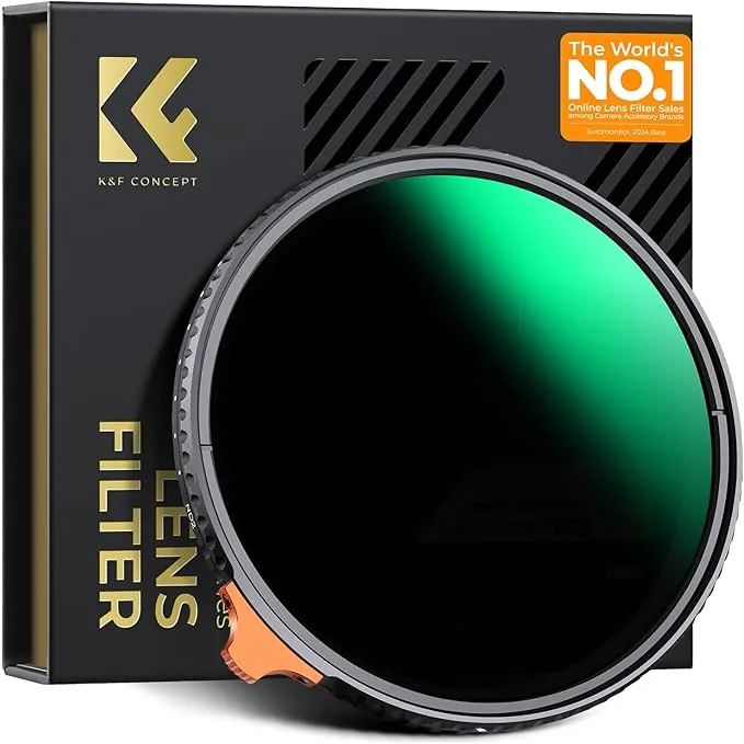 K&F CONCEPT Nano-Xcel ND Filtro Variable ND2-ND400 (1-9 Stop) 82mm Filtro de Densidad Neutra Variable de Vidrio Óptico con 28 Capas Revestimiento Nano con Estuche de Filtro