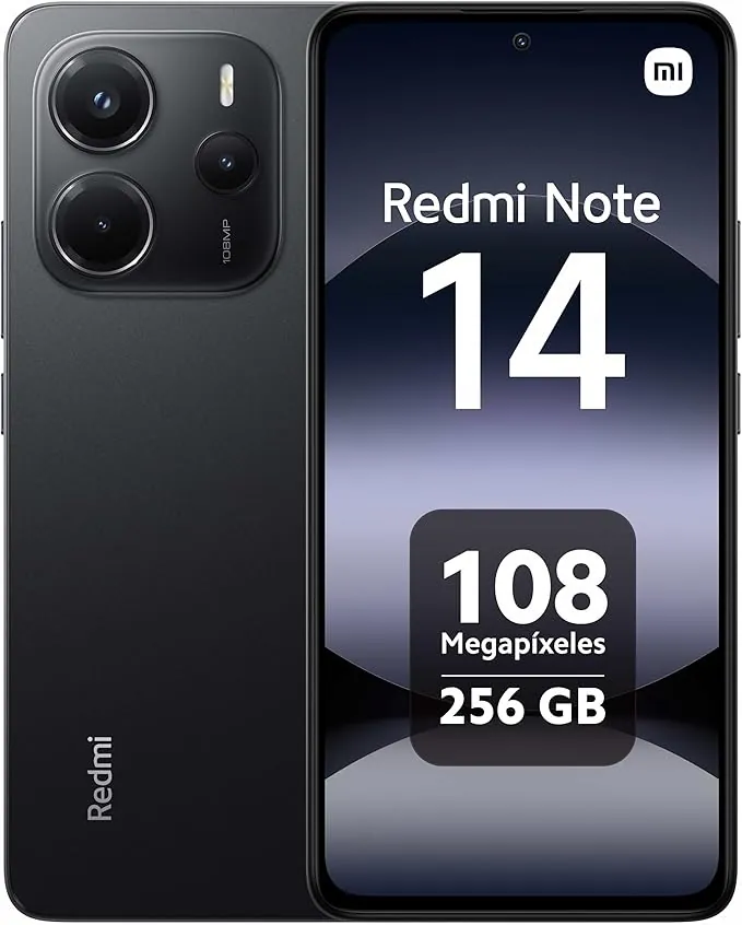 XIAOMI Redmi Note 14 - Smartphone de 8+256GB, Pantalla de 6.67" AMOLED FHD+ 120Hz, MediaTek Helio G99-Ultra, cámara de 108MP, TurboCharge 33W, 5500 mAh, Cargador no Incluido, Negro (Versión ES)