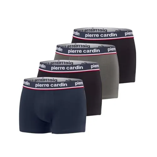 Pierre Cardin Underwear Boxer Homme Coton, Caleçon Homme Naturel et Hypoallergénique (Lot de 4), Gris/Blanc/Rouge - Taille L