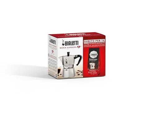 Bialetti Cafetera, Aluminio, 6 Tazas + Perfetto Moka, Gris, negro